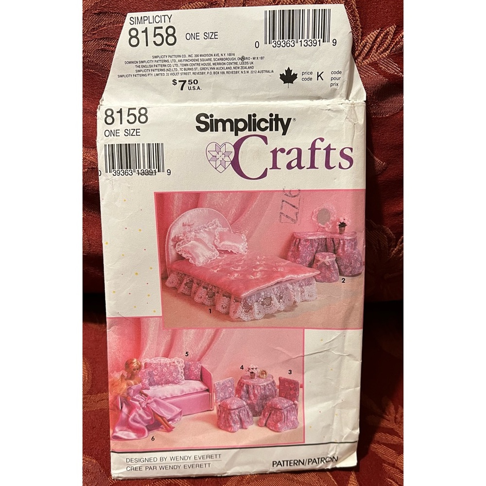Vintage paper pattern doll bedding by Simplicity